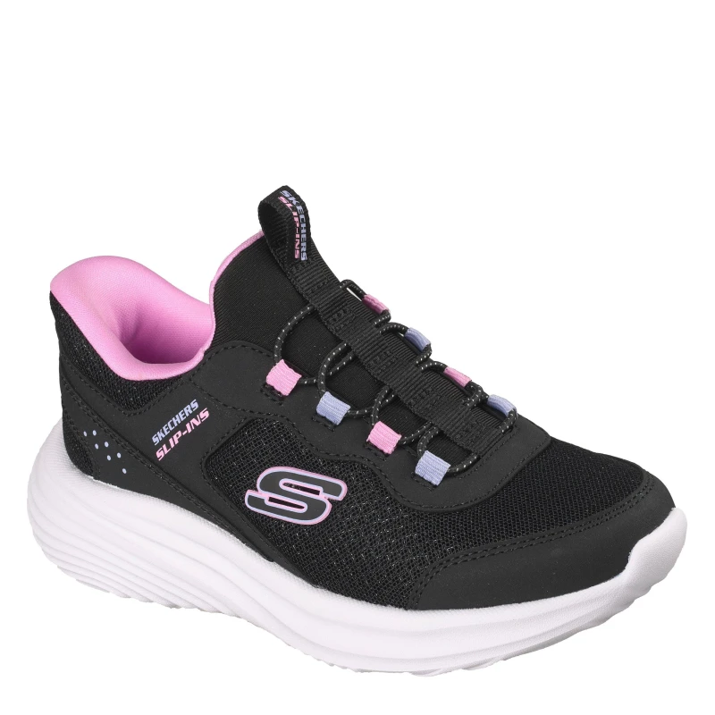 Image of Skechers Slip-ins Bounder Shoes Childrens Black/Pink female C10 (27.5)
