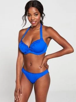 Image of Pour Moi Santa Monica Padded Halter Underwired Bikini Top - Ultramarine, Ultramarine, Size 36E, Women