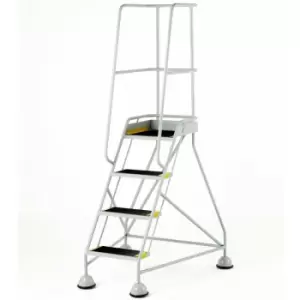 Image of 4 Tread Mobile Warehouse Steps & Guardrail grey 2m Portable Safety Stairs