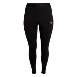Image of adidas Essentials 3-Stripes Leggings (Plus Size) Womens - Black / Bliss Pink