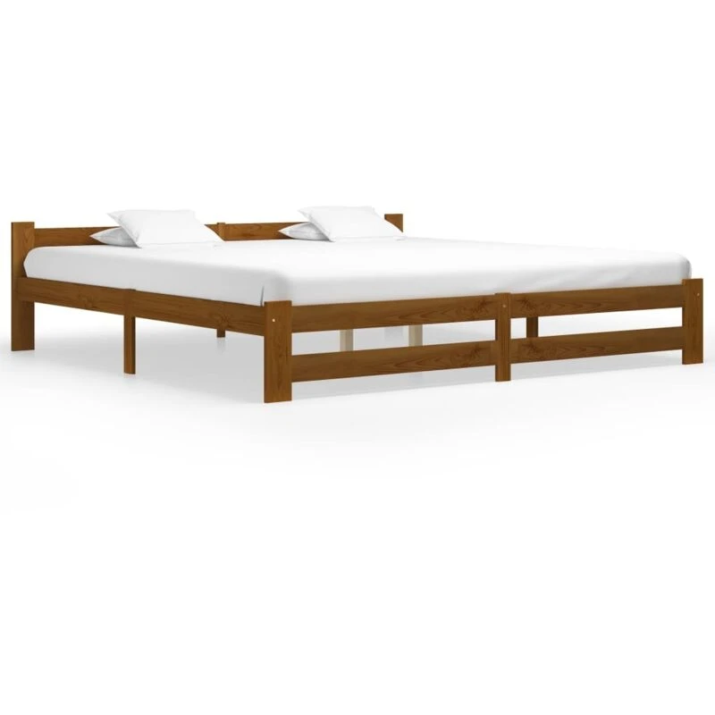 Image of VIDAXL Bed Frame without Mattress Honey Brown Solid Pine Wood 200x200cm Vidaxl 8720286289945