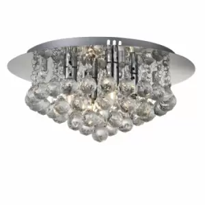 Image of Nielsen Matese Round Crystal Chandelier Light, Clear Crystal Droplets With 4-lights Size: D35Cm H25Cm