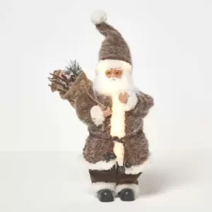 Image of Homescapes - homecapes Santa Claus 43cm Tall Standing Gokn Indoor Christmas Decoration - Brown