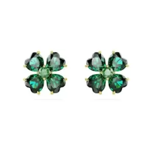 Image of Idyllia Green Gold-tone Plated Clover Stud Earrings 5666236
