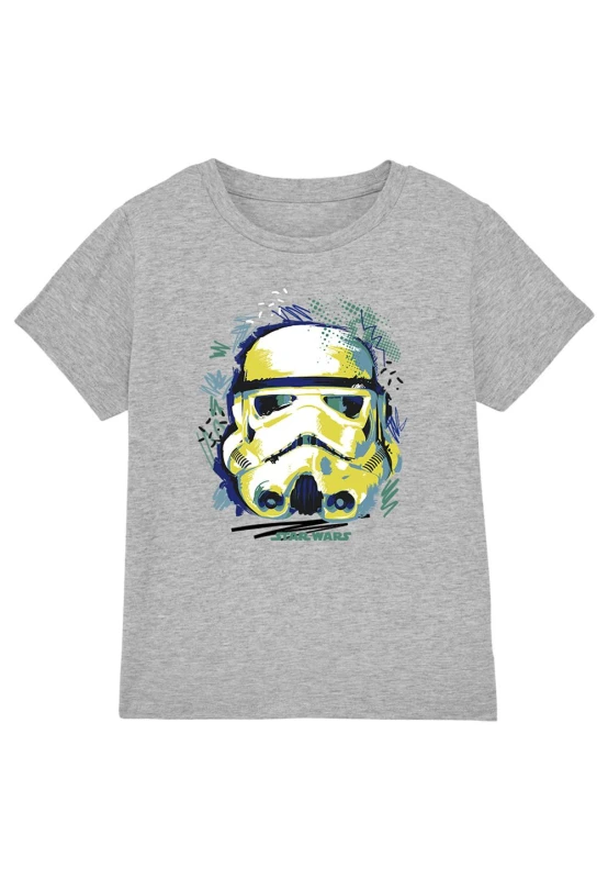 Image of Star Wars Star Wars Sketch Trooper Boys T-Shirt Grey Grey