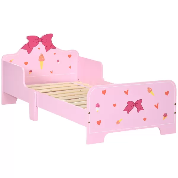 Image of Princess-Themed Kids Toddler Bed with Cute Patterns, Safety Rails - Pink