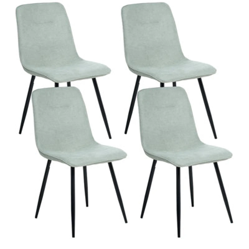 Image of Beliani Set Of 4 Dining Chairs Tuscola Fabric Light Green
