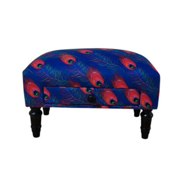 Image of MSL FEATHER FABRIC FOOTSTOOL WITH DRAWER