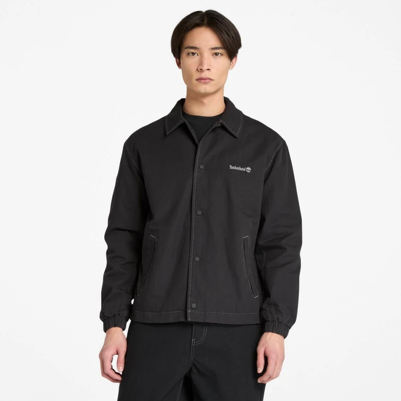 Image of Timberland Mens Coach Canvas Overshirt Black male S