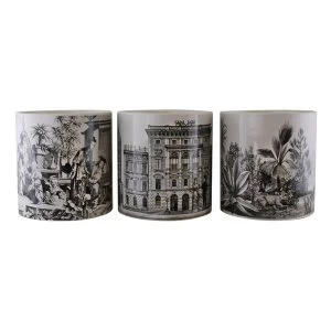 Image of Set of 3 Monochrome Ceramic Large Planters