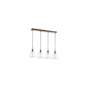 Image of Ideal Lux Gretel - 4 Light Ceiling Pendant Bar Black with Clear Glass Shades, E27