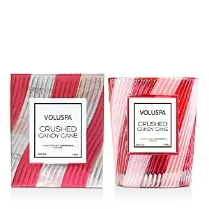 Image of Voluspa Crushed Candy Cane Classic Candle with Textured Glass