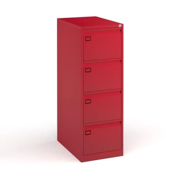 Image of Steel 4 drawer executive filing cabinet 1321mm high - red