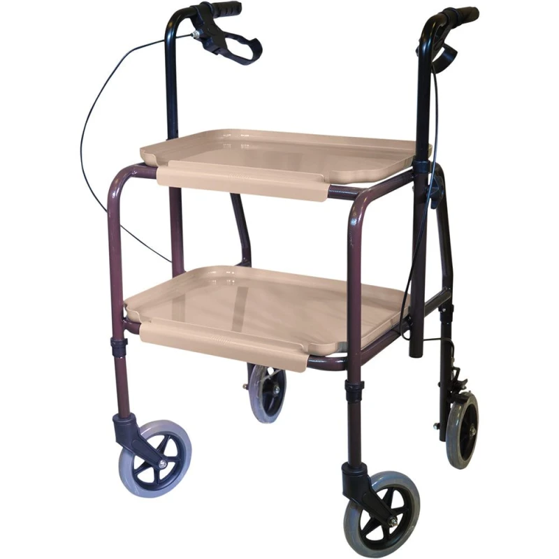 Image of Loops Height Adjustable Kitchen Trolley with Brakes - Clip on Trays - 840 1020mm Multi