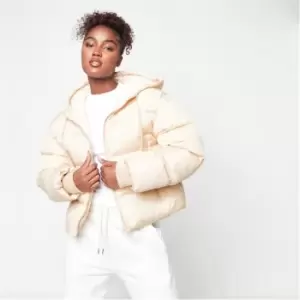 Image of Missguided Hooded Puffer Coat - Beige