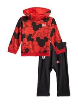 Image of adidas Infant Disney Mickey Mouse Jogger Set - Red/Black , Red/Black, Size 0-3 Months, Women