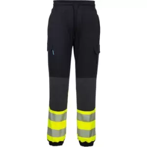 Image of Portwest KX3 Hi Vis Flexi Trousers Black / Yellow Small 31"