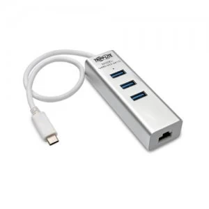 Image of Tripp Lite 3 Port USB C Hub with LAN Port USB C to 3x USB A Ports and