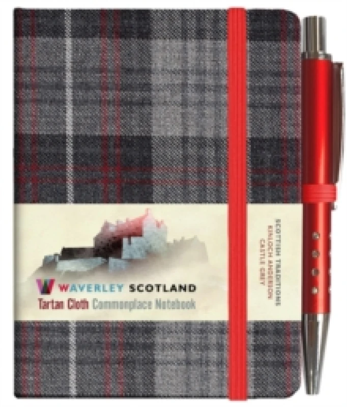 Image of Waverley S.T. (S): Castle Grey Mini with Pen Pocket Genuine Tartan Cloth Commonplace Notebook Hardback