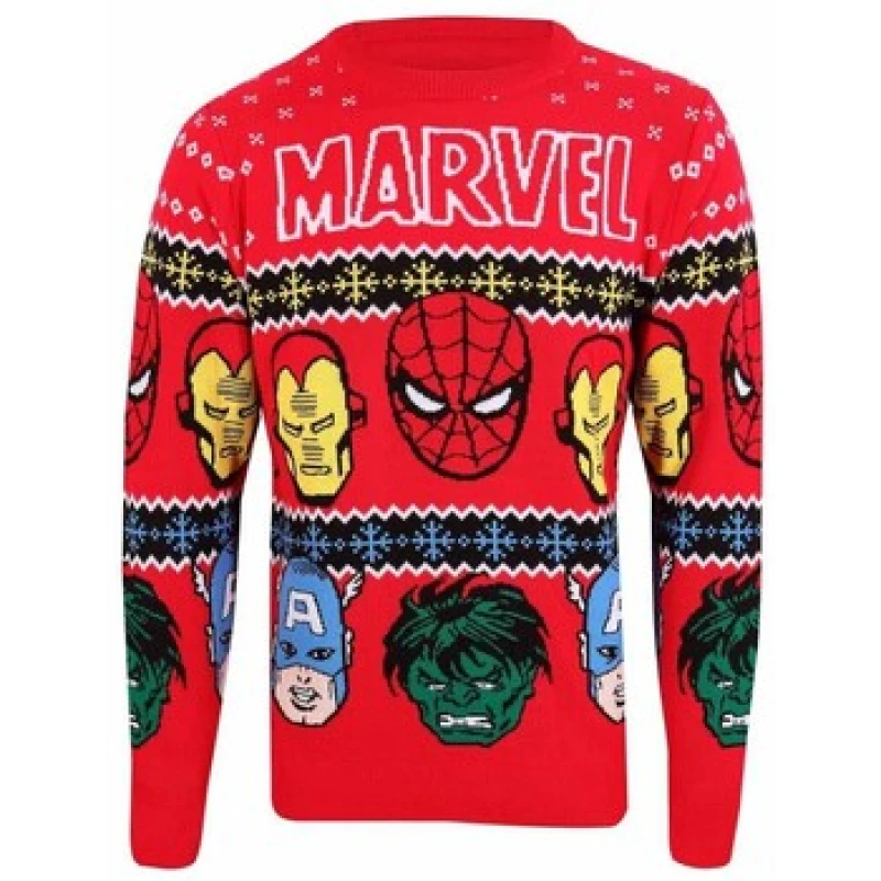 Image of Marvel Faces Knitted Sweatshirt Multi unisex