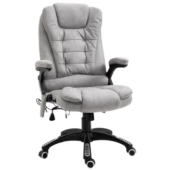 Image of Vinsetto Massage Office Chair Recliner Ergonomic Gaming Heated Home Office Padded Leathaire Fabric & Swivel Base Grey
