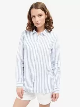 Image of Barbour Marine Linen Striped Shirt - Blue
