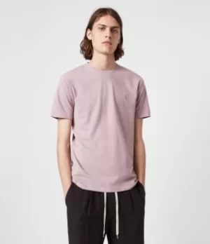 Image of AllSaints Mens Brace Crew T-Shirt, Uluru Pink, Size: M
