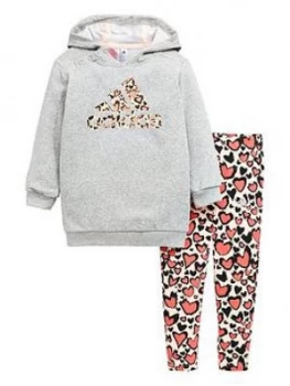 Image of Adidas Infants Hoodie And Leggings Set - Grey Heather