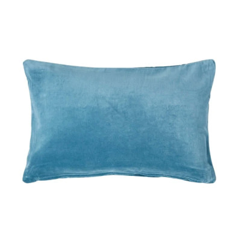 Image of Homescapes Blue Velvet Rectangular Cushion Cover, 30 X 50 Cm