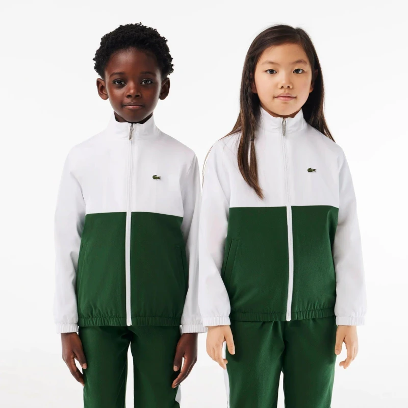 Image of Lacoste Unisex Kids Tracksuit Top White/Green unisex 16Y