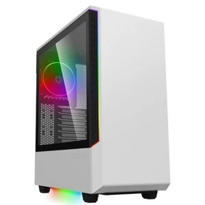 Image of Game Max Panda Full Tower 2 x USB 3.0 Tempered Glass Side Window Panel White Case with Addressable RGB LED Lighting & Fan