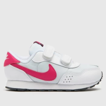 Image of Nike White & Pink Md Valiant Girls Junior Trainers