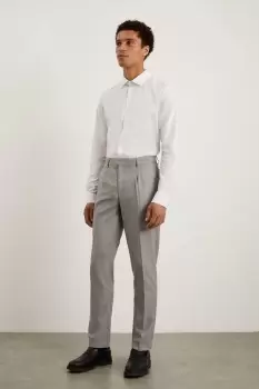 Image of Mens Light Grey Slim Fit Windowpane Check Trousers