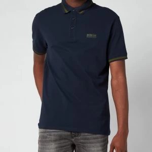 Image of Barbour International Mens Grid Tipped Polo Shirt - Navy - M