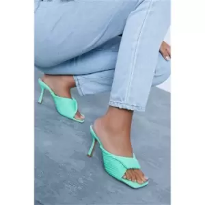 Image of I Saw It First Green Twisted Cord Mid Heel Mules - Green
