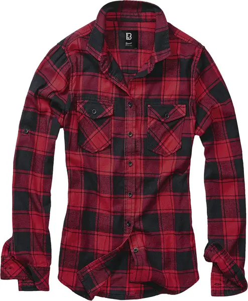 Image of Brandit Amy Flannel Checkshirt Flanel Shirt Black red S Women