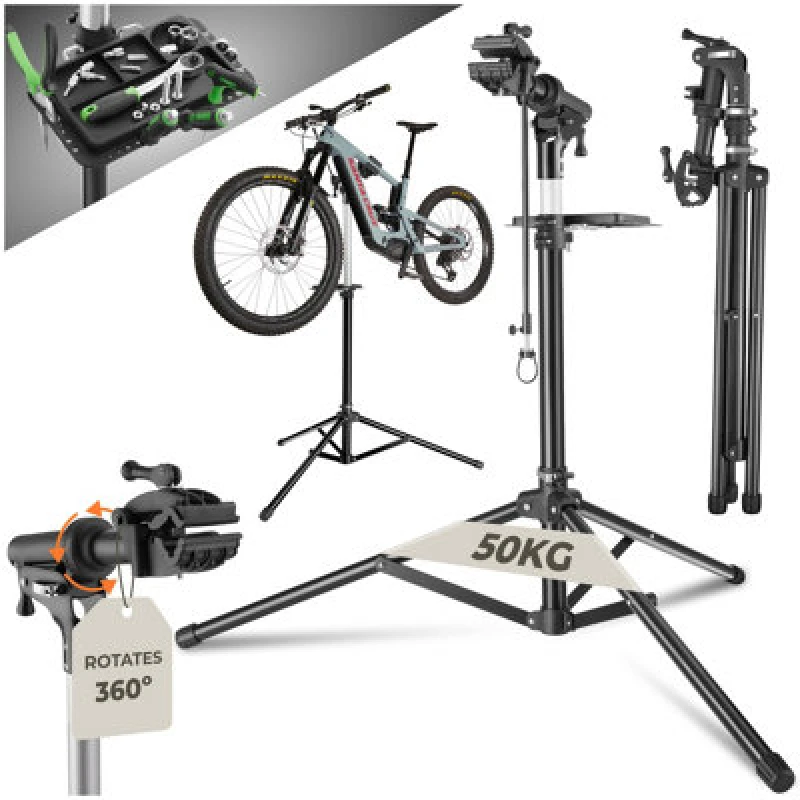 Image of TECTAKE Tectake - Bike Repair Stand Tristan - folding, height-adjustable, suitable for e-bikes, 50kg load capacity - bike stand, repair stand for bicy
