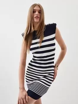 Image of Karen Millen Rib Knit Mini Dress - Stripe - Multi, Size S, Women