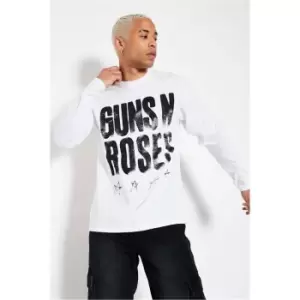 Image of I Saw It First White Mens Guns And Roses Long Sleeve T-Shirt - White
