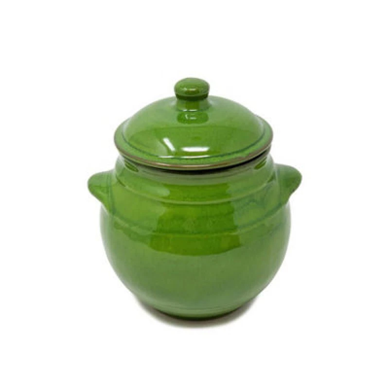 Image of Verano Spanish Ceramics Selena Hand Dipped Glaze Ceramic Kitchen Dining Storage Jar W/lid (H) 23Cm Green