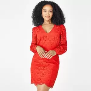 Image of Biba Broderie Shift Dress - Red