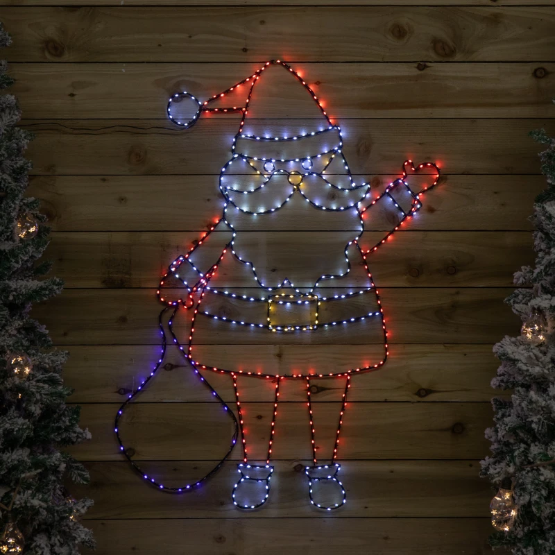 Image of 1.18m x 88cm Light up FlexiBright Santa Decoration with 469 Twinkling Multi-Coloured LEDs