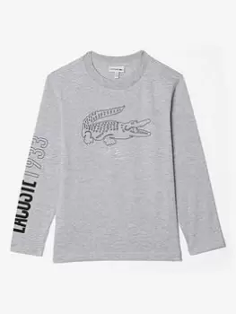 Image of Boys' Lacoste Crocodile Print T-Shirt Size 2 yrs Grey Chine