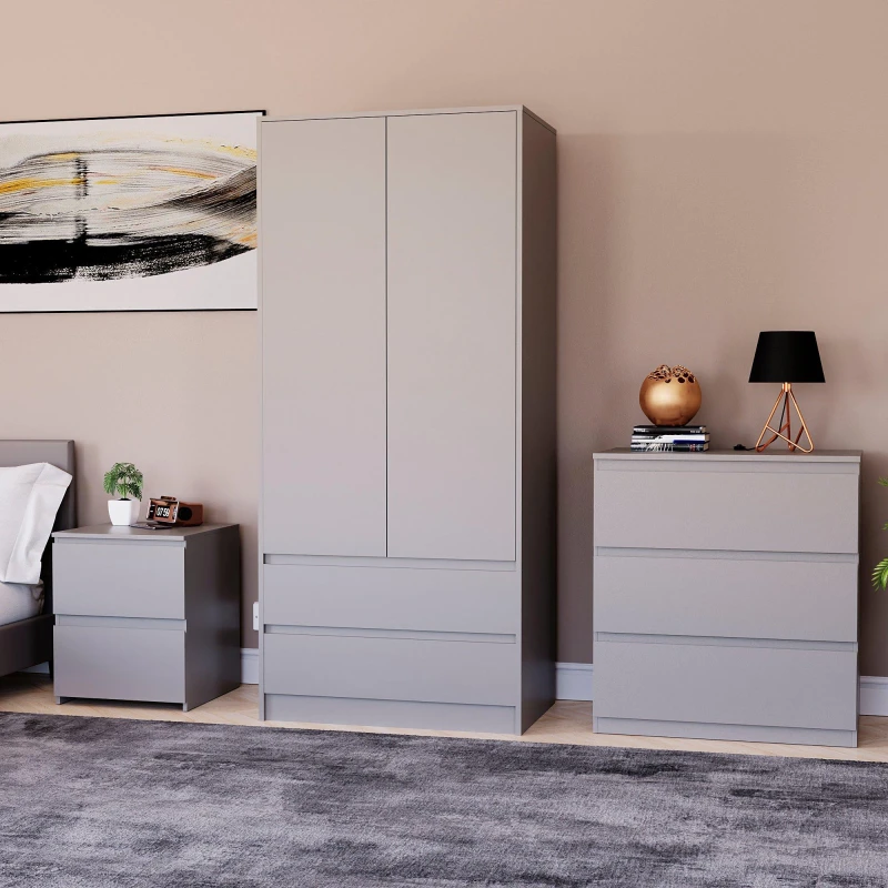 Image of Lassic Vida Designs 3 Piece Denver Bedroom Set 1 Grey unisex One Size