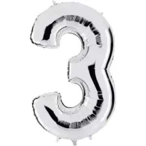 Image of Number 3 Balloon Silver 40"