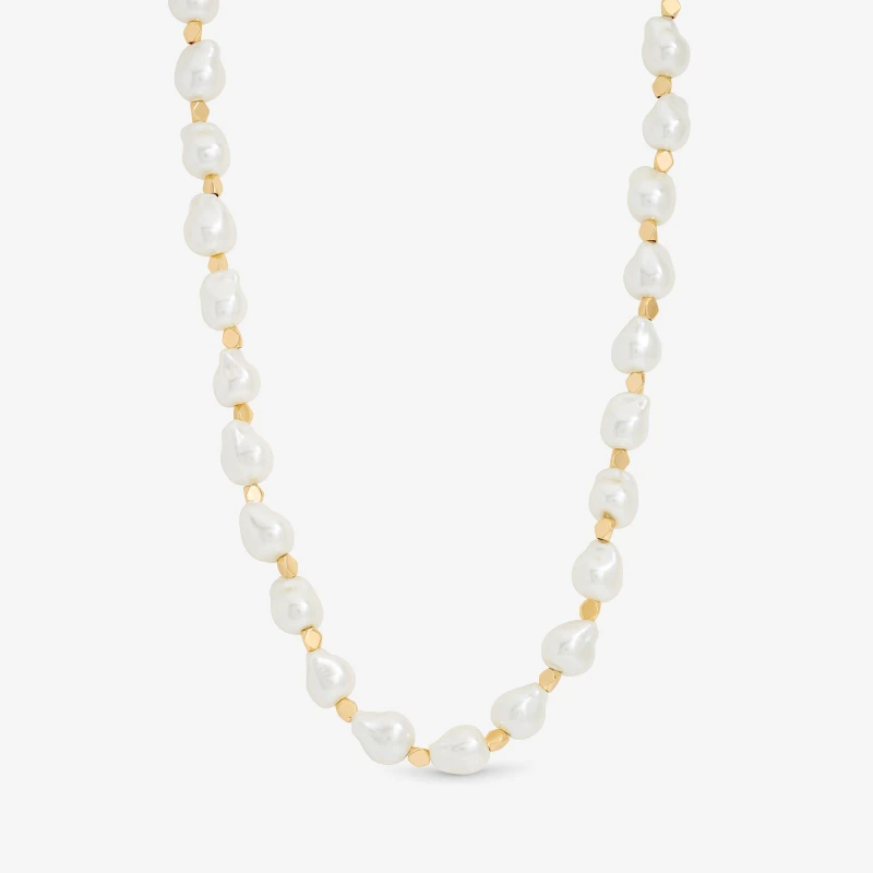 Image of Jon Richard Gold Plated Pearl T Bar Necklace Gold female One Size