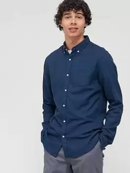 Image of Superdry Studios Textured L/S Shirt - Blue Size M, Men