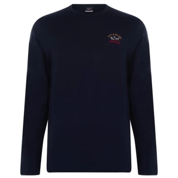 Image of Paul And Shark Crew Logo Long Sleeve T Shirt - Blue