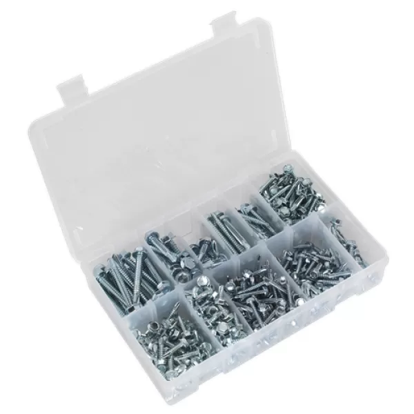 Image of Sealey AB061SDH Self Drilling Screw 410pc Hex Head Zinc DIN 7504K