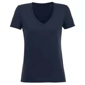 Image of SOLS Womens/Ladies Motion V Neck T-Shirt (XS) (French Navy)